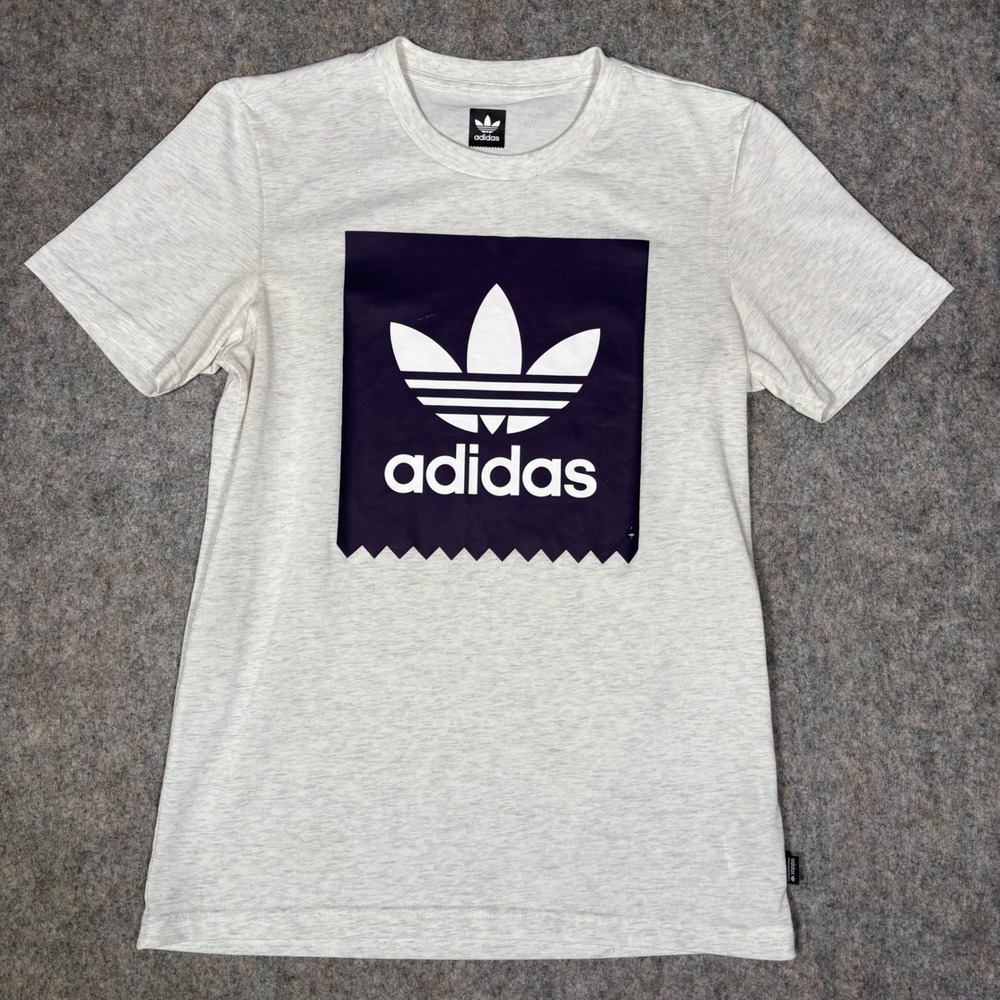 Adidas Skateboarding T-Shirt Mens Small Gray Purple Trefoil Graphic DU8314 Tee